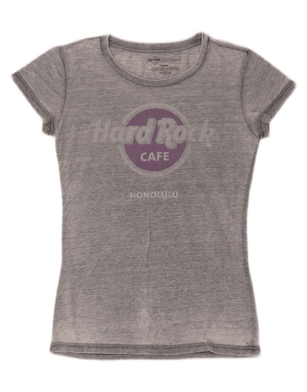 Hard Rock Cafe Femmes Honolulu Graphic T-Shirt Top UK 10 Petit Gris Coton
