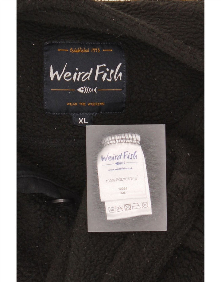 Weird Fish Pull polaire à col boutonné pour homme XL Noir Polyester