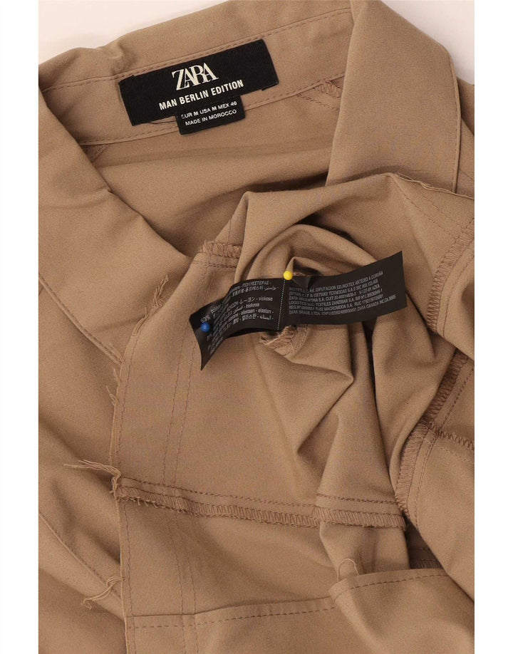 Chemise Homme Zara Polyester Beige Moyen