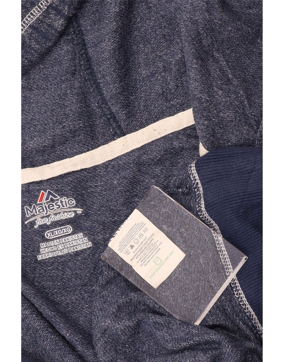MAJESTIC Pull à capuche zippé homme XL coton moucheté bleu