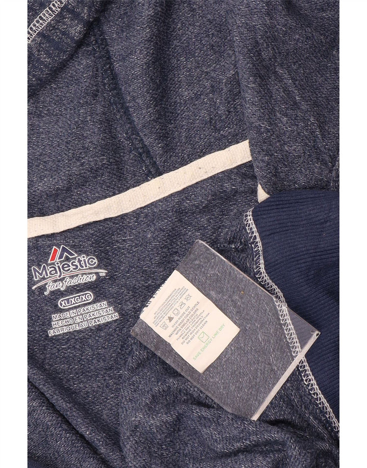 MAJESTIC Pull à capuche zippé homme XL coton moucheté bleu