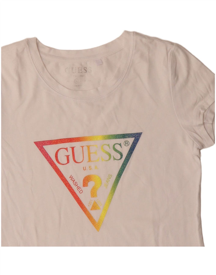 Guess T-shirt graphique pour femme UK 12 Blanc moyen