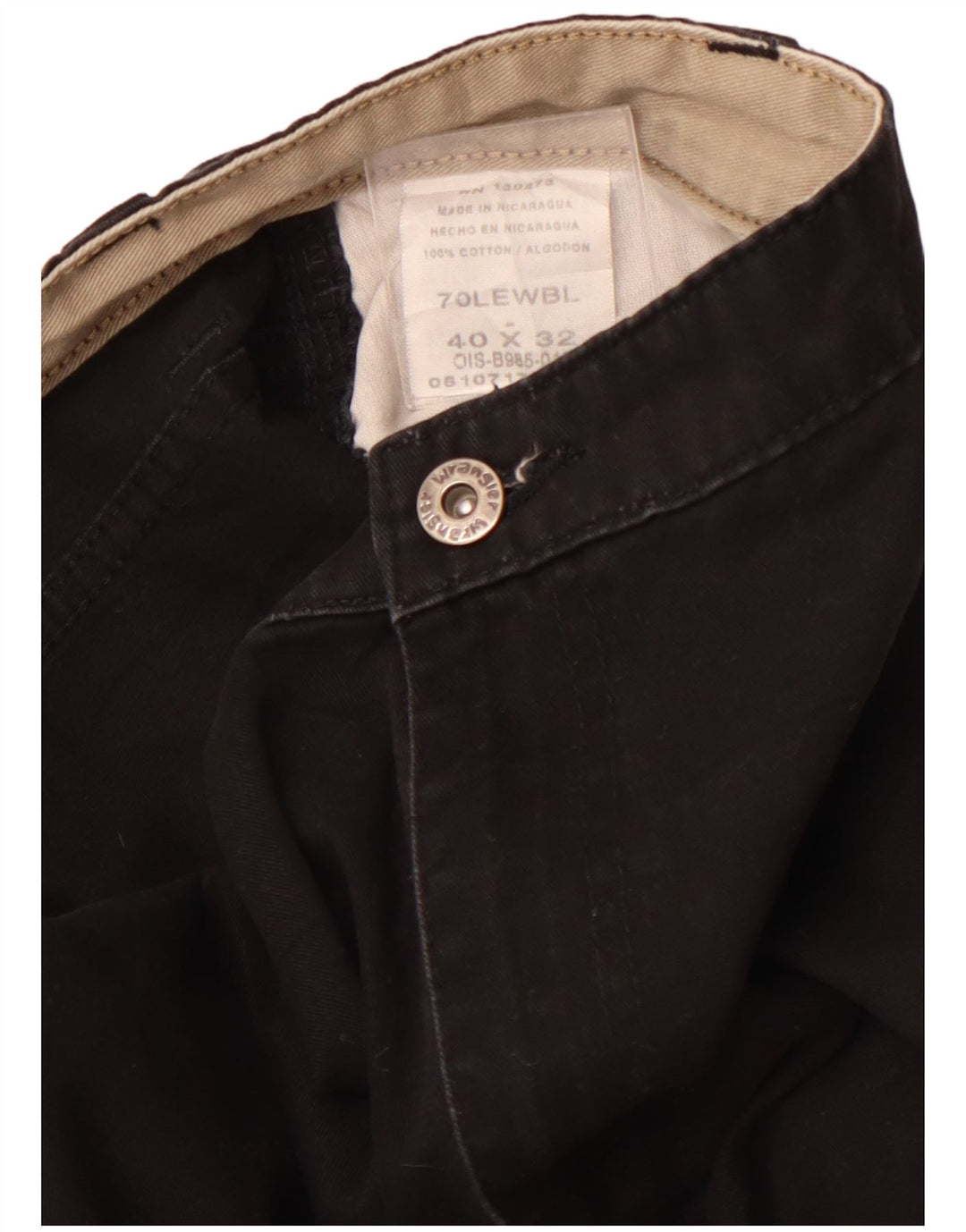 WRANGLER Pantalon Cargo Droit Homme W40 L32 Coton Noir