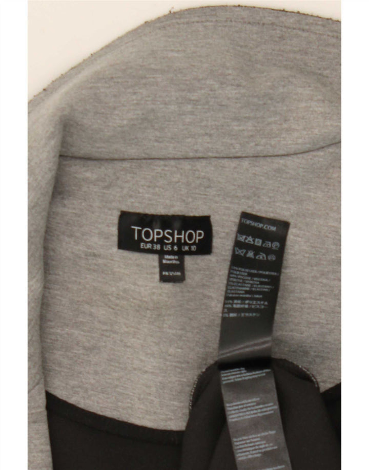 Topshop Gilet Long Ouvert Femme UK 10 Petit Gris Polyester