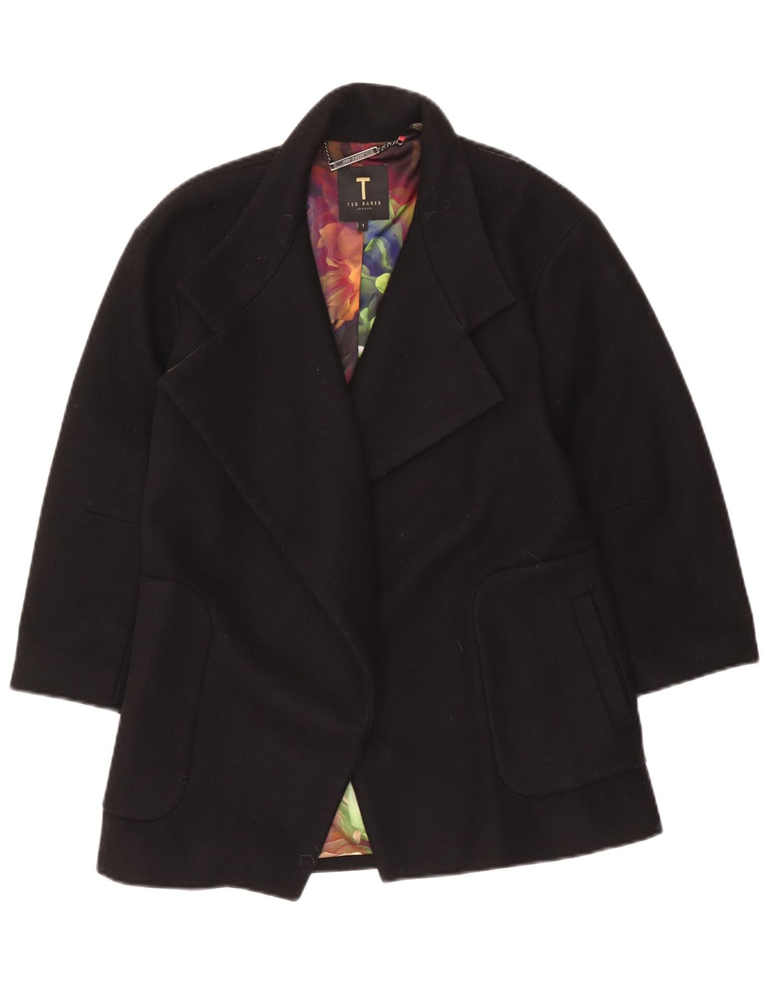 Ted Baker Pardessus ouvert surdimensionné pour femme Taille 1 XS Noir
