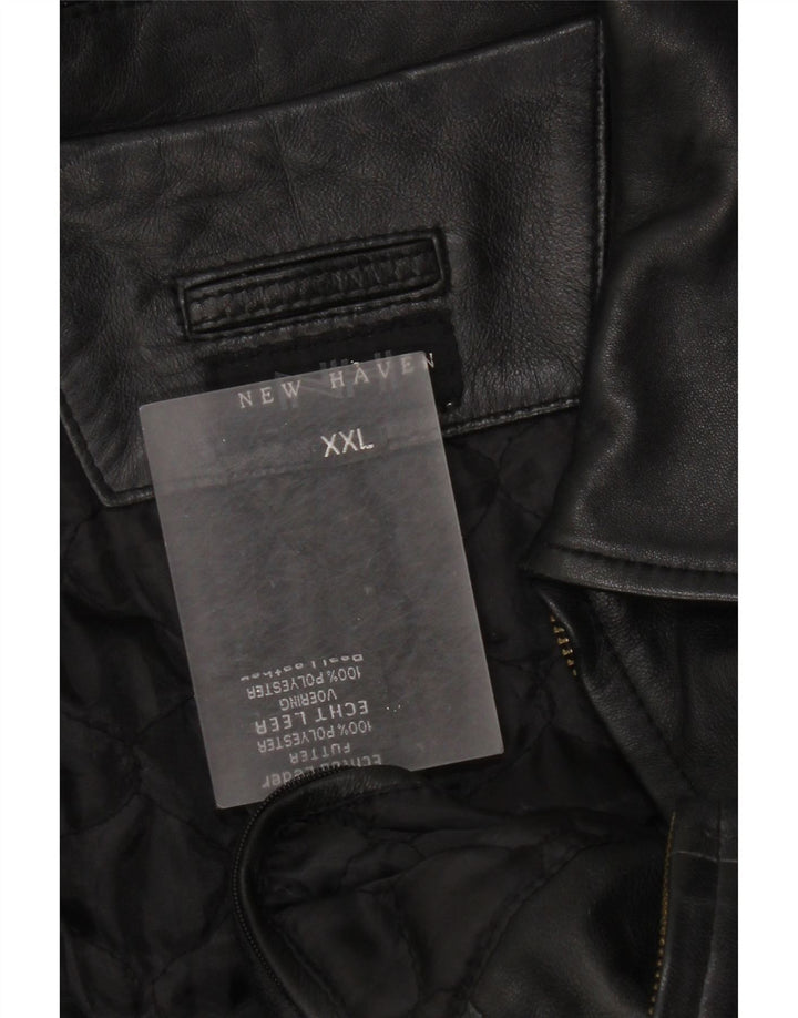 Veste en cuir homme vintage UK 44 2XL Cuir noir