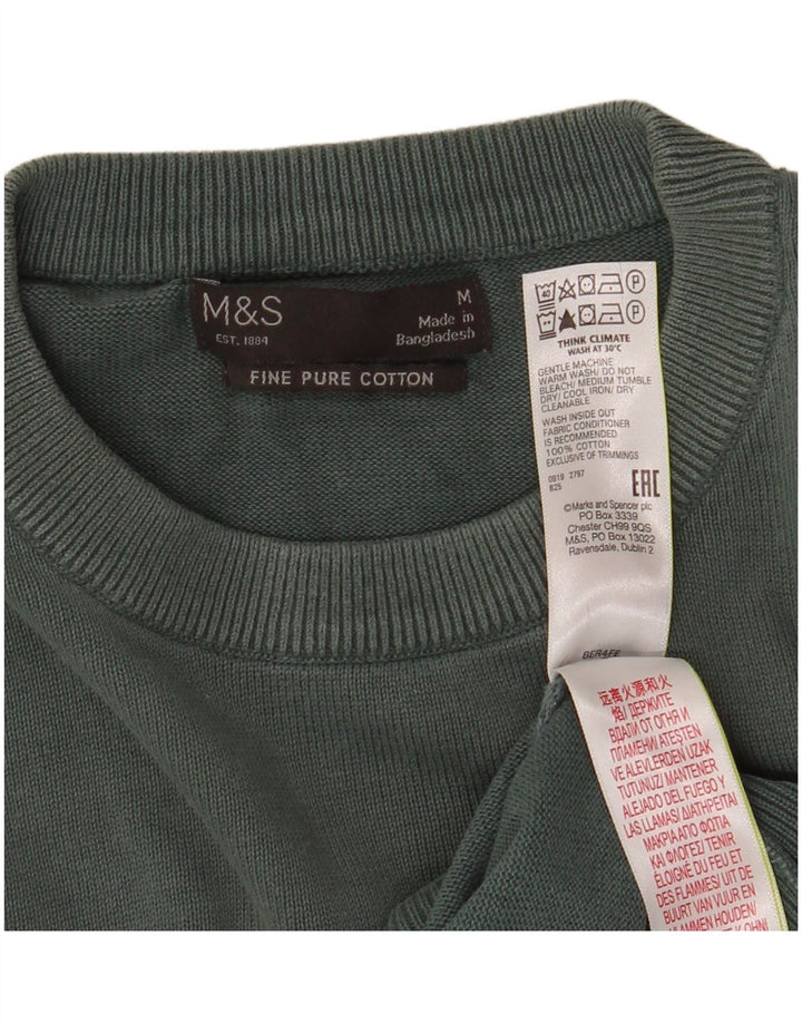 Marks & Spencer Pull Col Rond Homme Vert Moyen Coton