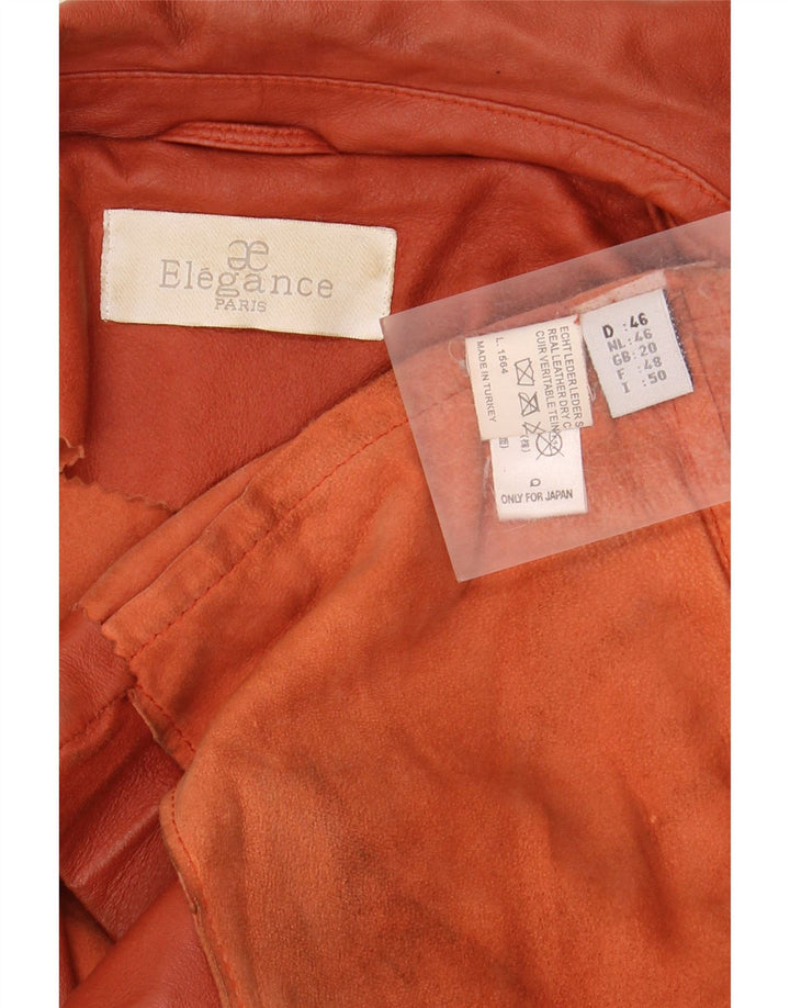 ELEGANCE PARIS Veste Blazer 2 Boutons Femme UK 20 2XL Cuir Marron