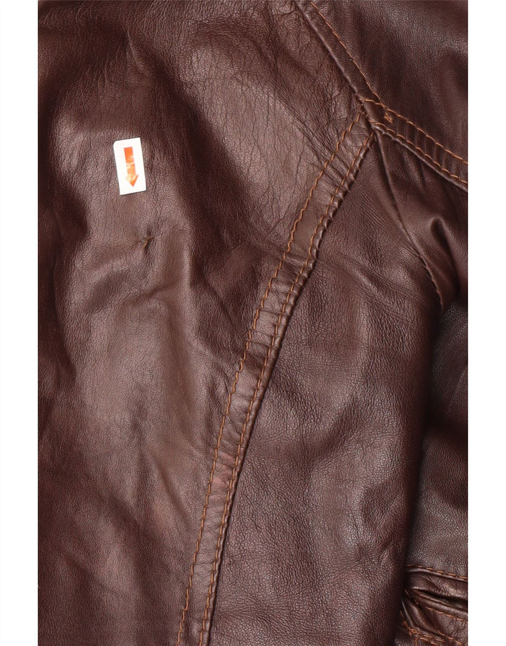 Sandro Ferrone Veste en cuir courte pour femme UK 18 XL Marron