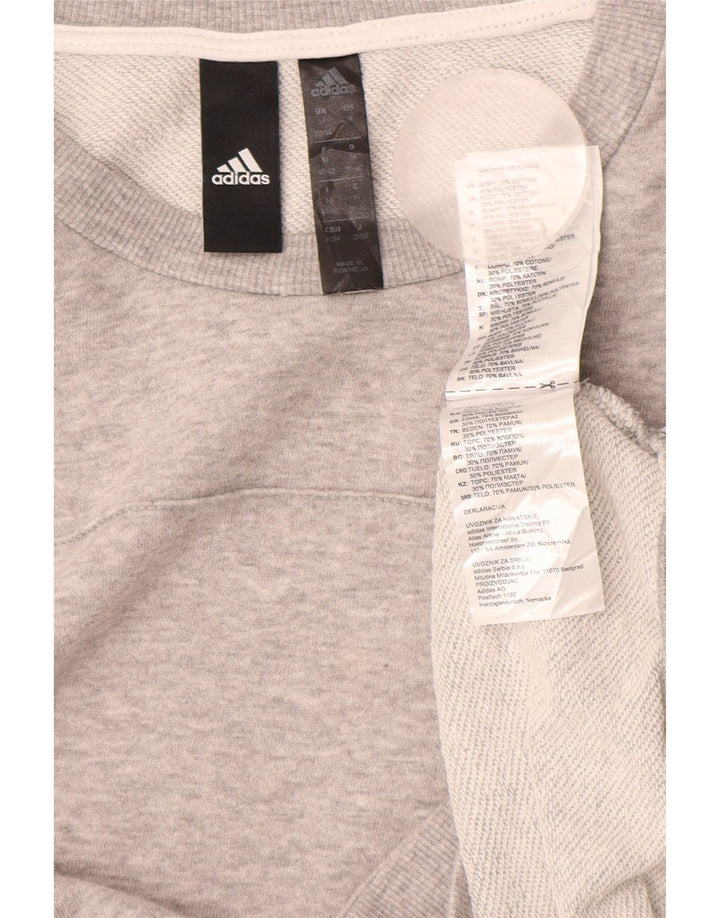 ADIDAS Sweat-shirt court pour femme UK 12/14 Gris moyen en coton moucheté