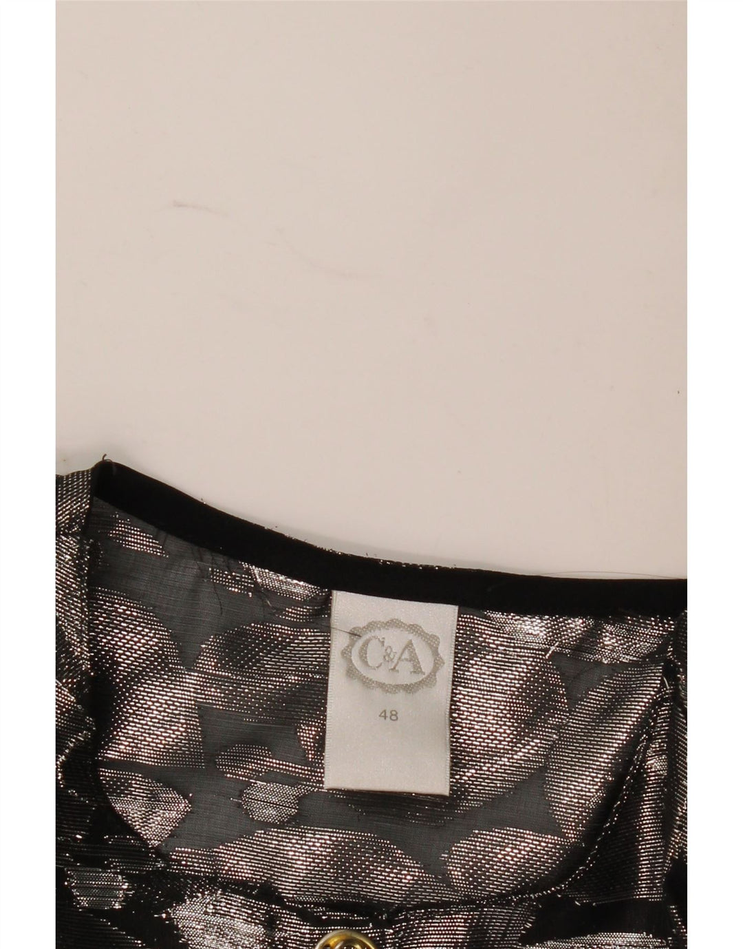 C & A Chemisier à manches courtes pour femme avec motif abstrait IT 48 XL Argenté