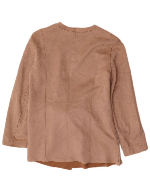 Zara Veste blazer en faux suède pour femme UK 12 Beige moyen