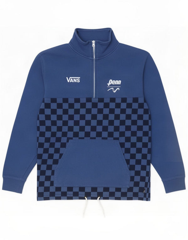 Vans Sweat-shirt à col zippé pour homme Petit coton géométrique bleu
