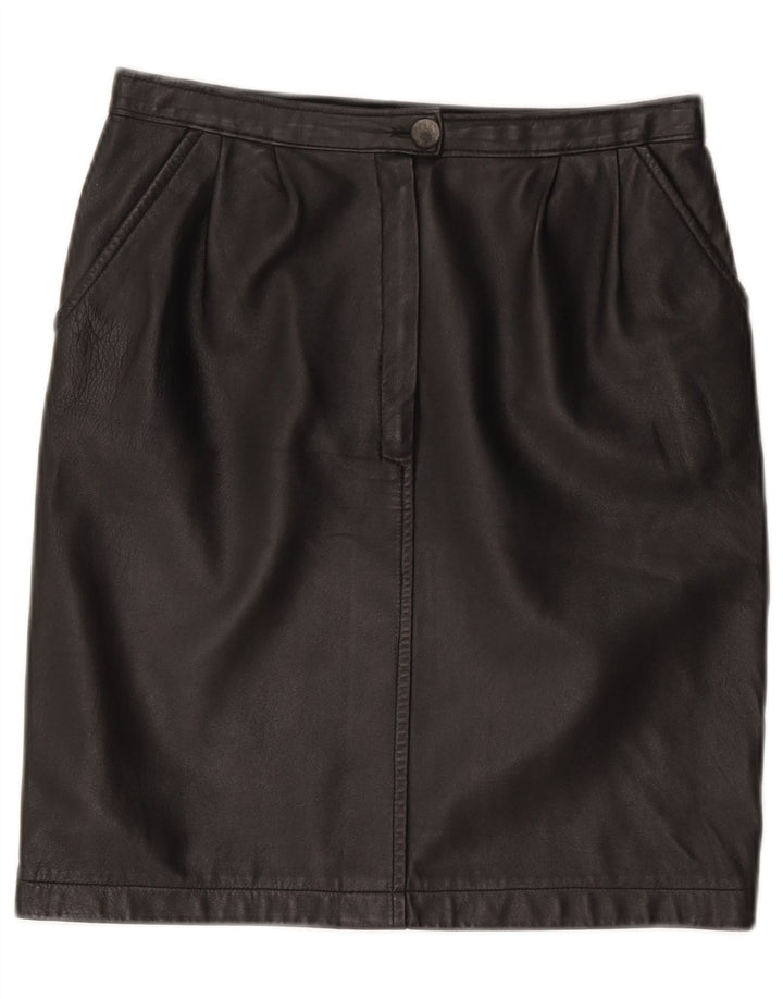 jupe en cuir femme vintage W28 Noir moyen