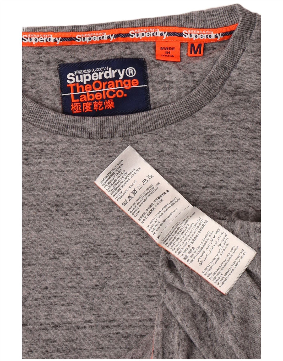 Superdry Haut à manches longues en coton moucheté gris moyen |