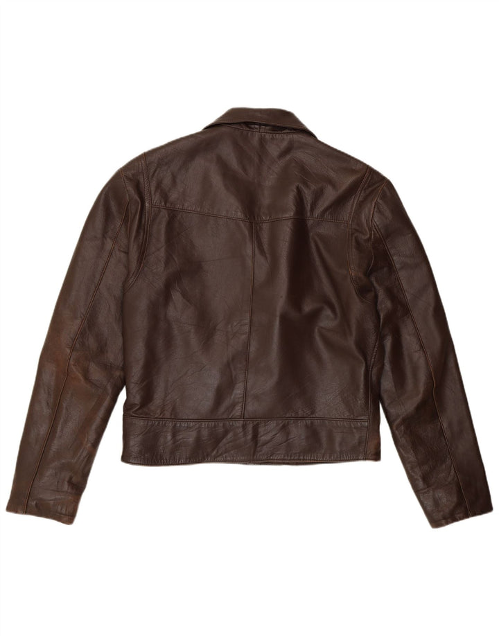 Veste motard en cuir homme vintage UK 40 Grand cuir marron