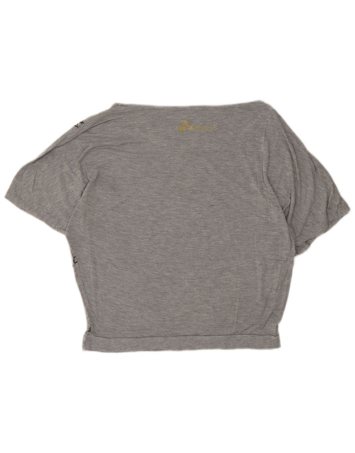 Desigual T-shirt graphique pour femme UK 14 Gris moyen