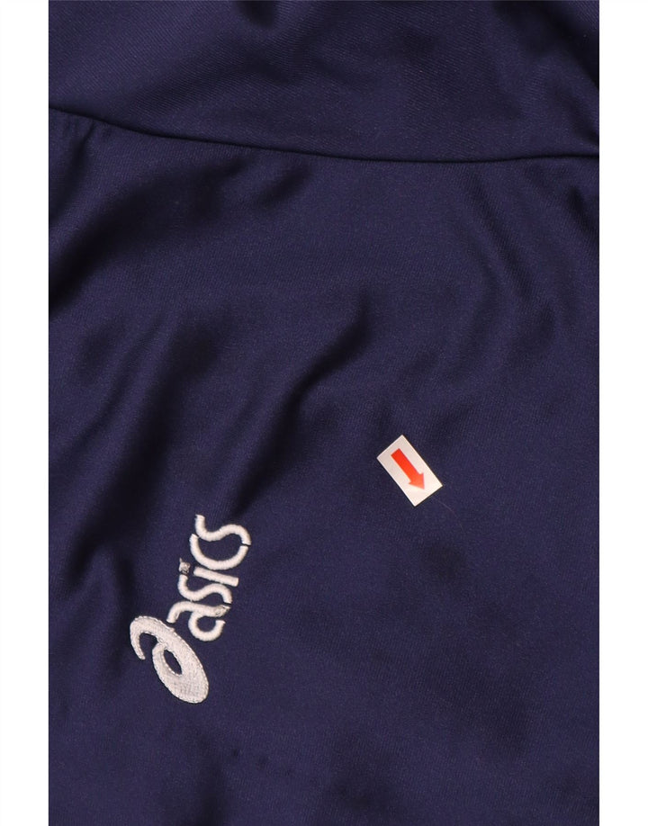 ASICS Veste de survêtement graphique pour hommes XL Bleu marine Colourblock Polyamide