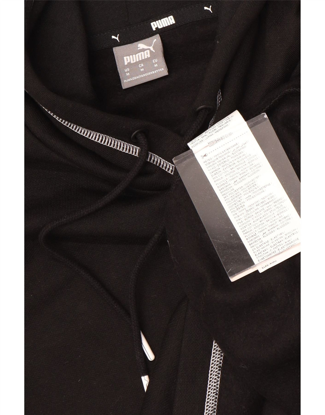 PUMA Pull à capuche graphique surdimensionné pour femme UK 14 Coton noir moyen