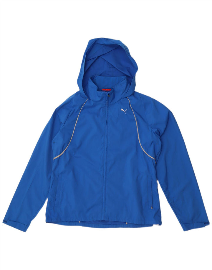 Puma Veste de pluie à capuche pour femme UK 16 Large Bleu Polyester