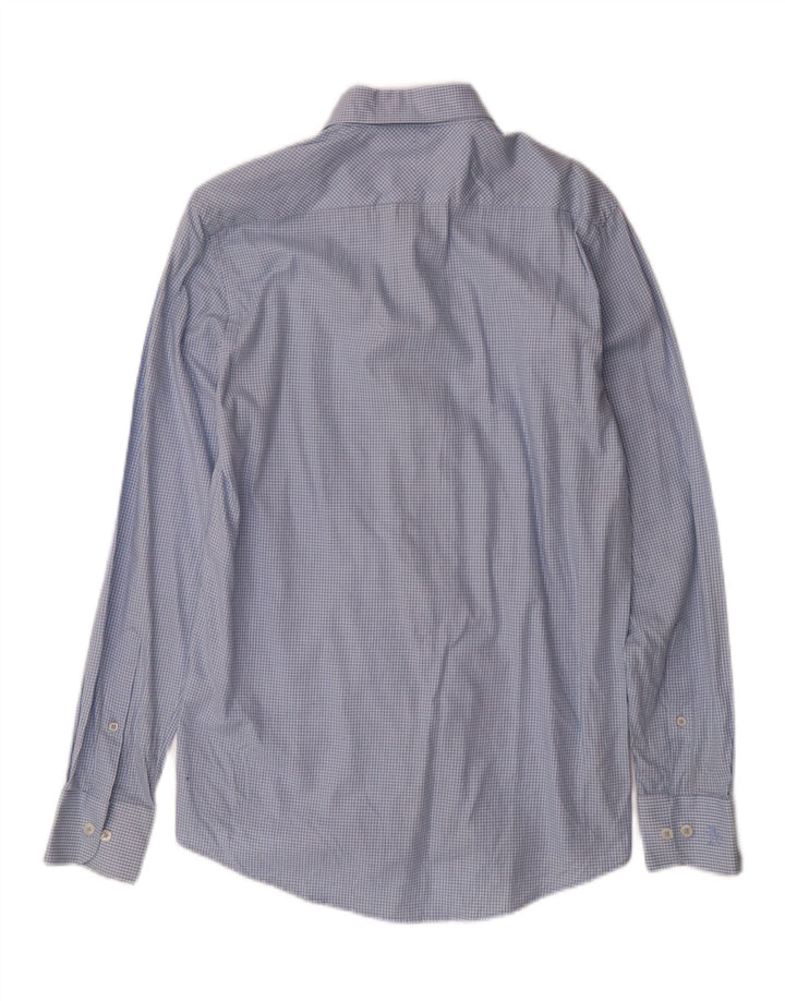 PENGUIN Mens Shirt Size 15 1/2 Medium Blue Gingham Cotton Vintage Penguin and Second-Hand Penguin from Messina Hembry 