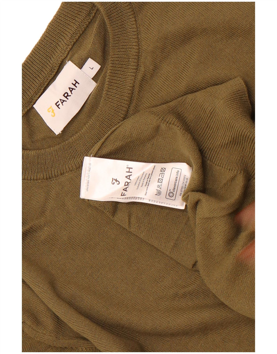 Farah Pull à col rond pour homme en coton kaki Taille L