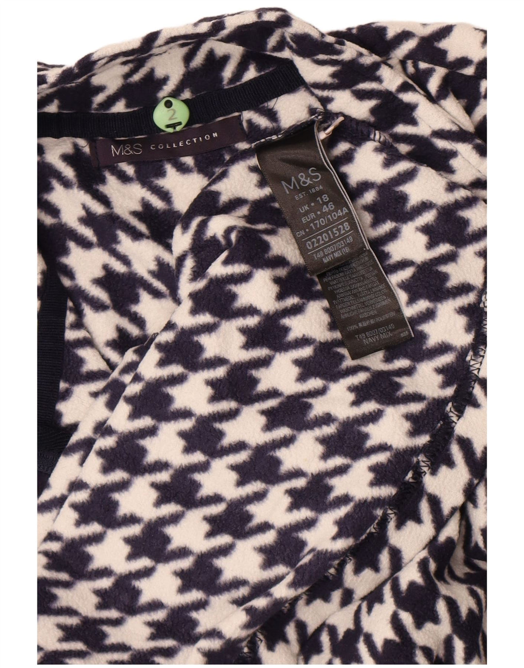 Marks & Spencer Veste polaire pour femme UK 18 XL Bleu marine pied-de-poule