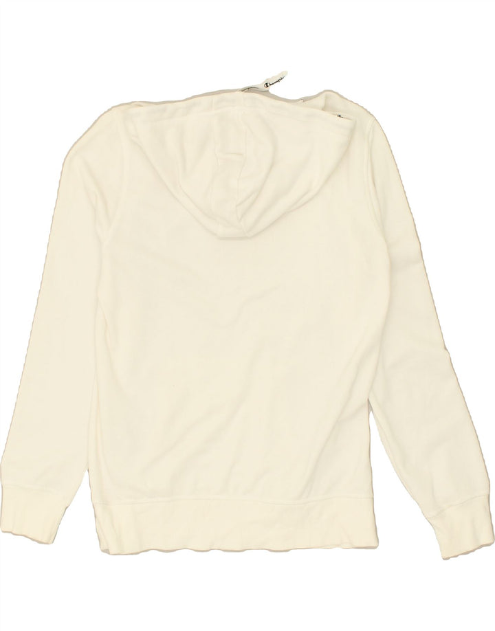 CHAMPION Womens Graphic Hoodie Jumper UK 18 XL White Cotton | Vintage Champion | Thrift | Second-Hand Champion | Used Clothing | Messina Hembry 