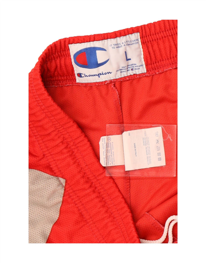 Champion Short de sport graphique pour homme en polyester color block grand rouge
