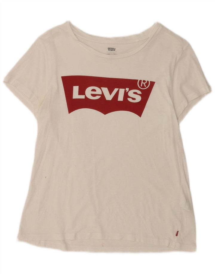 Levi's T-Shirt Graphique Femme UK 12 Blanc Moyen