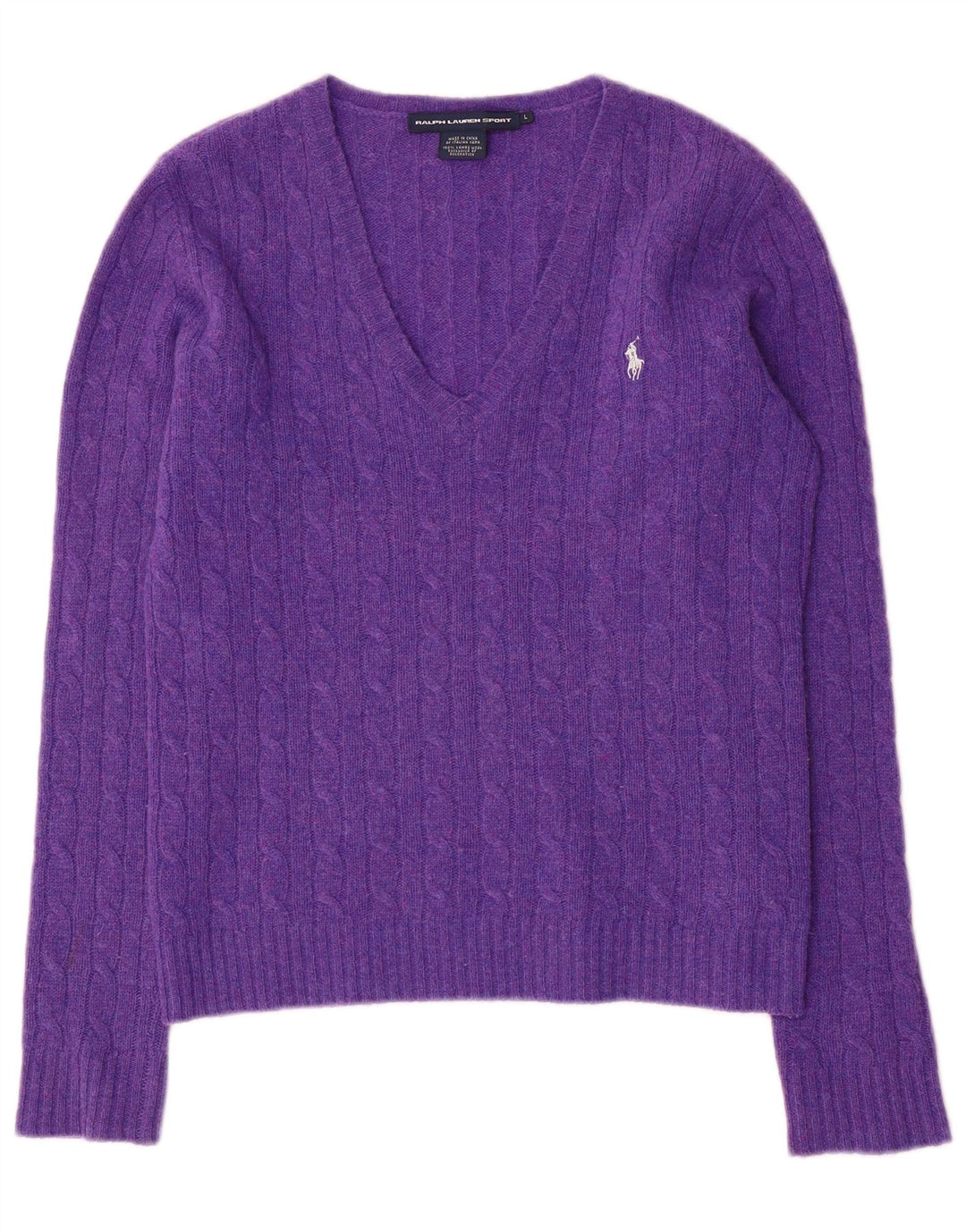 Ralph Lauren Pull col en V pour femme UK 14 Grande laine violette