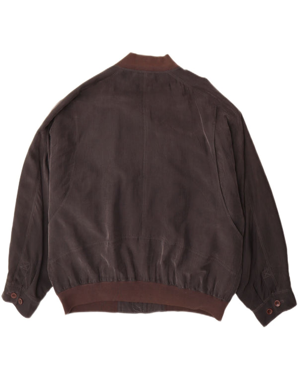 vintage Mens Bomber Jacket UK 42 XL Soie Brune