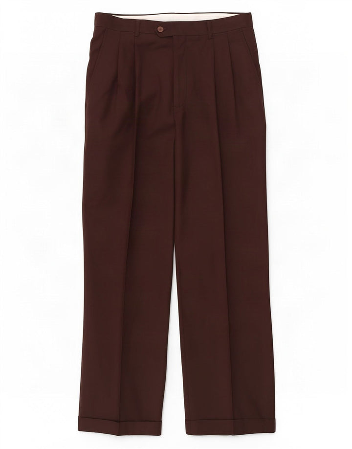Pierre Cardin Pantalon de costume pour homme W34 L29 laine marron