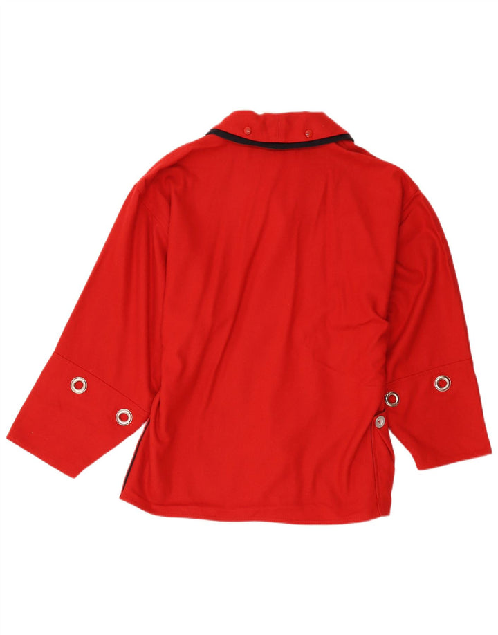 Veste Bomber Femme Vintage IT 44 Laine Rouge Moyenne