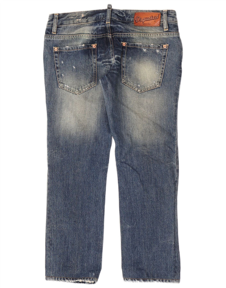 Dsquared Jean droit vieilli pour femme IT 44 Medium W30 L27 Bleu Coton