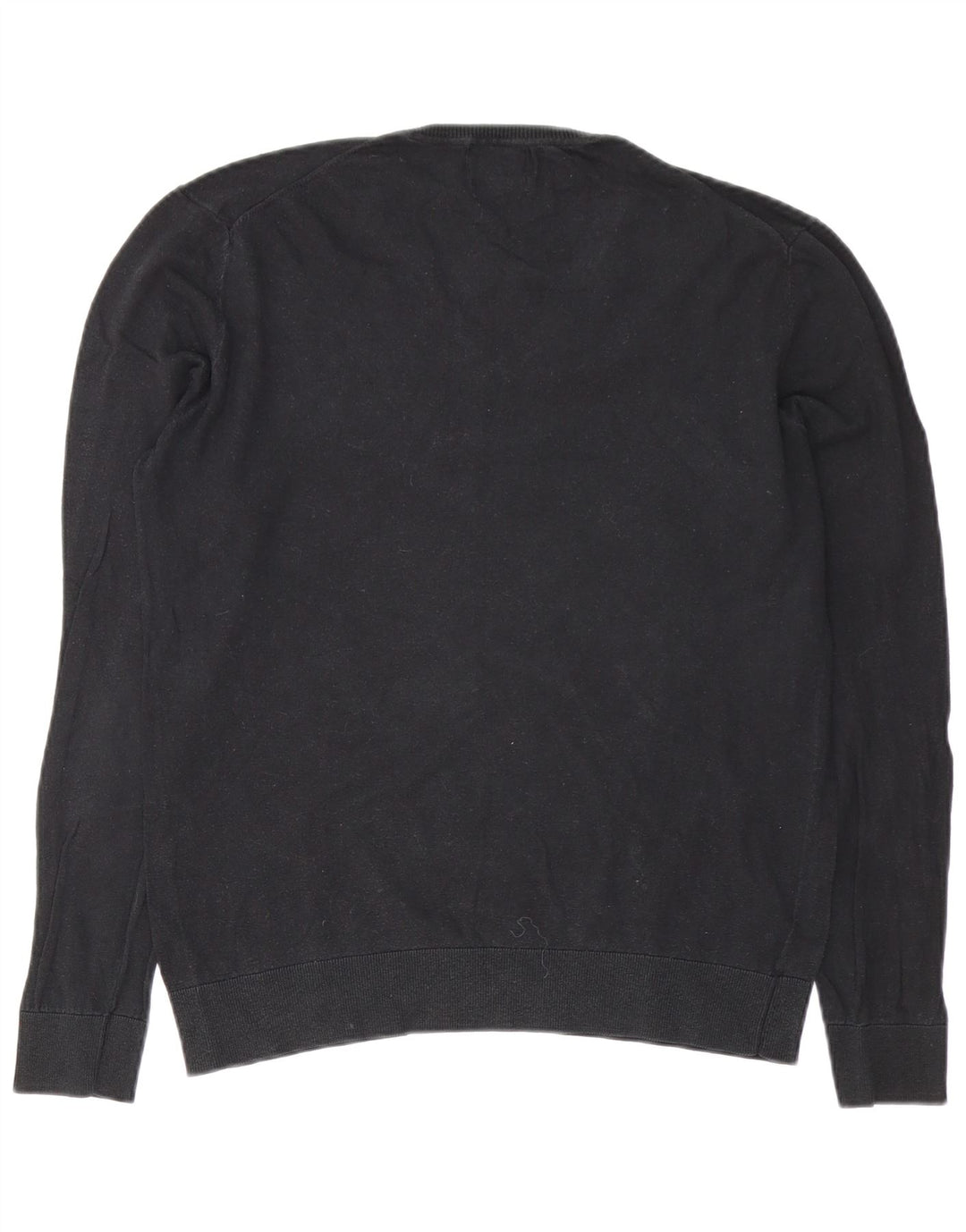 Zara Pull col V pour homme en coton noir Large