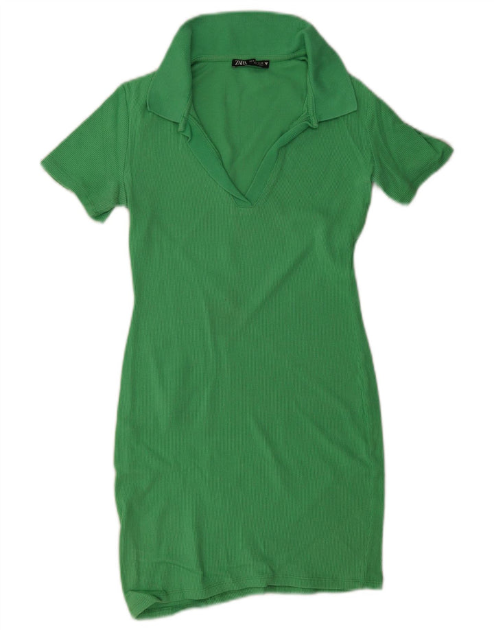 Zara Robe Polo Femme UK 8 Petit Vert