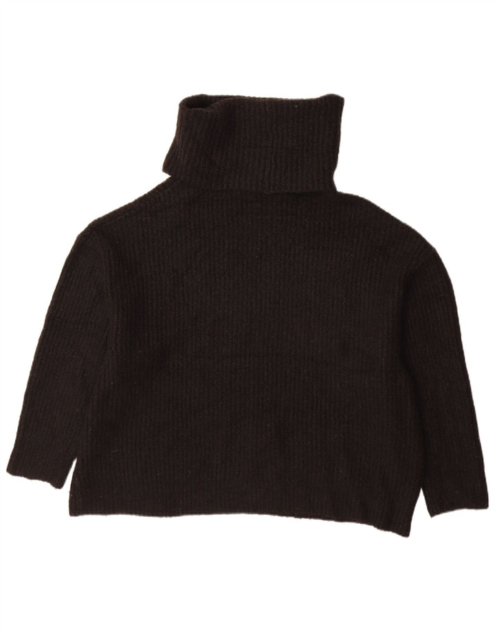 Zara Pull surdimensionné à col roulé pour femme UK 10 Petit Acrylique Noir