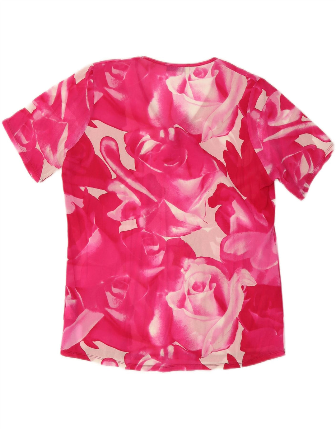 VINTAGE Chemisier Femme Top UK 18 XL Soie Florale Rose