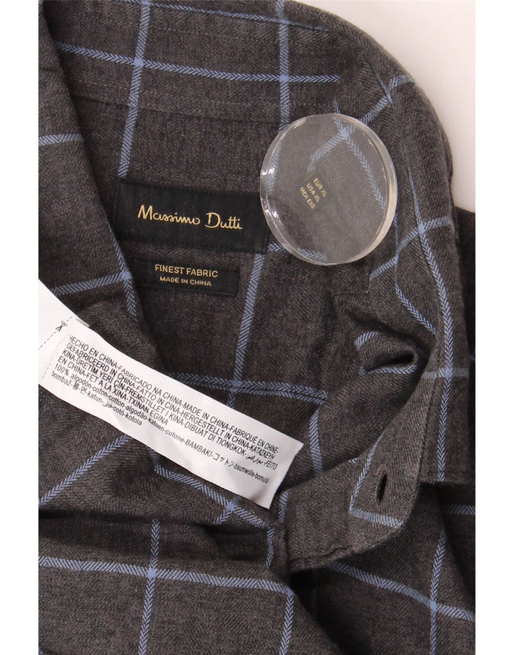MASSIMO DUTTI Chemise Flanelle Homme XL Gris Carreaux Coton