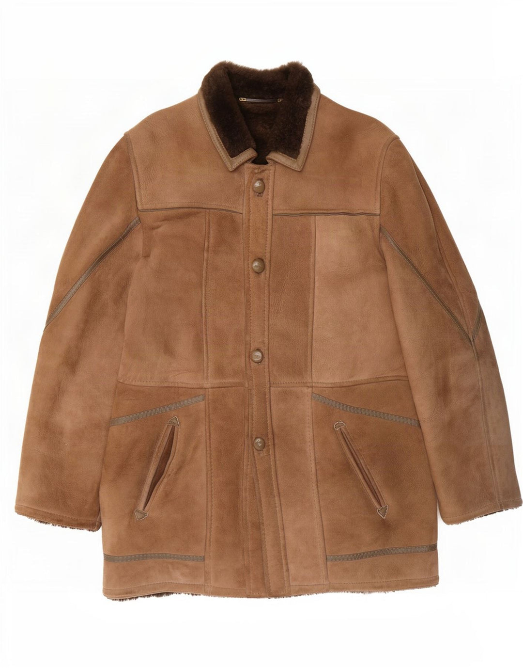 veste en peau de mouton vintage pour hommes IT 48 Brun moyen