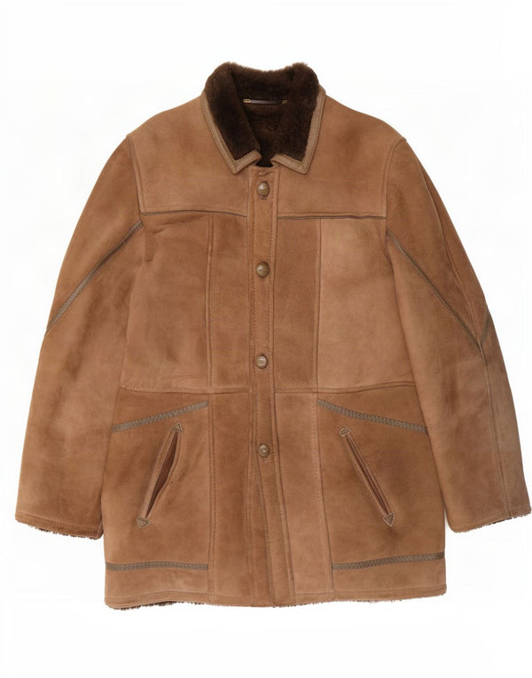 veste en peau de mouton vintage pour hommes IT 48 Brun moyen