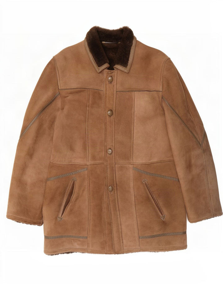 veste en peau de mouton vintage pour hommes IT 48 Brun moyen