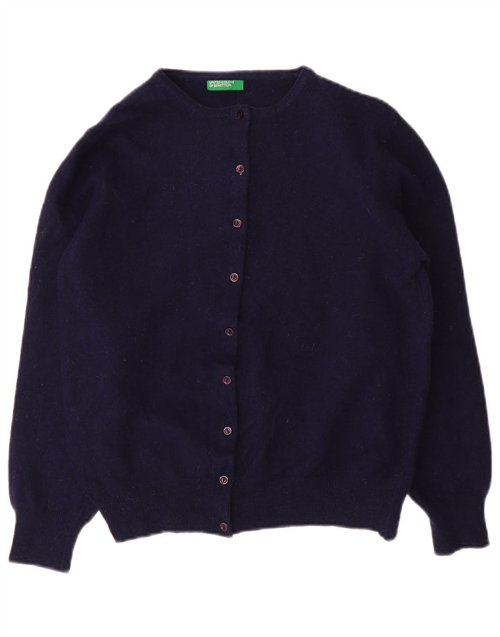 BENETTON Pull Cardigan Fille 15-16 ans Petit Bleu Marine Laine