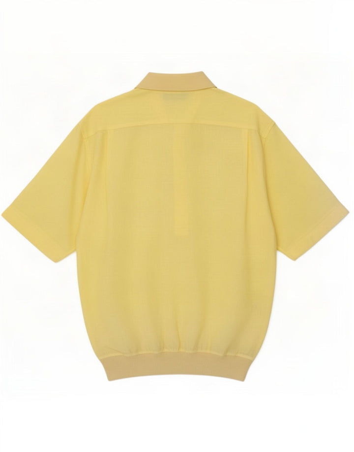 Gran Sasso Chemise pull à manches courtes pour hommes en lin jaune moyen