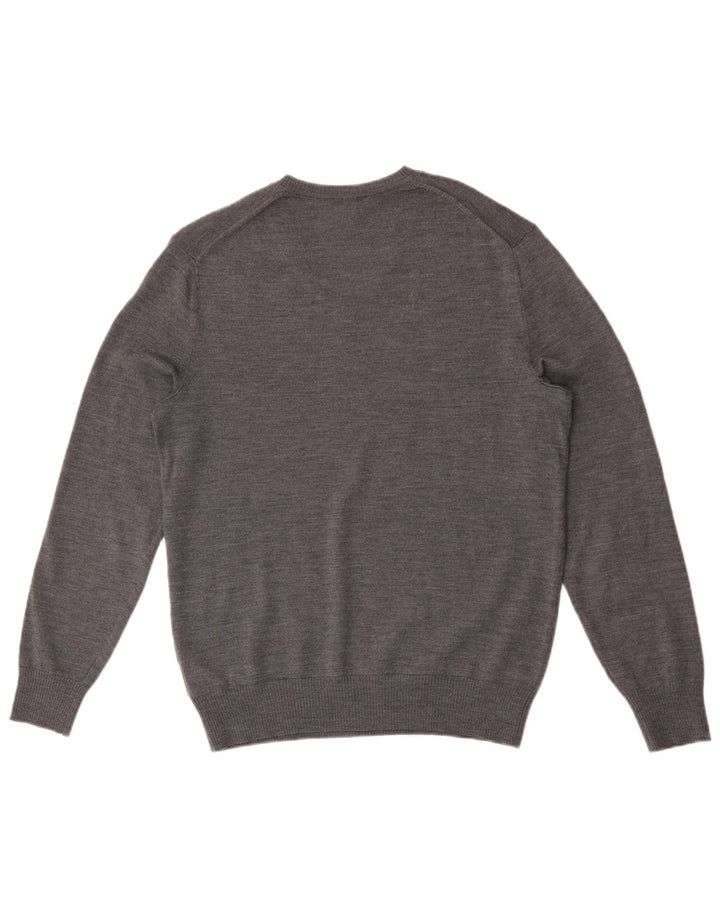 Gap Pull Col V Homme Gris Moyen Moucheté Laine Mérinos
