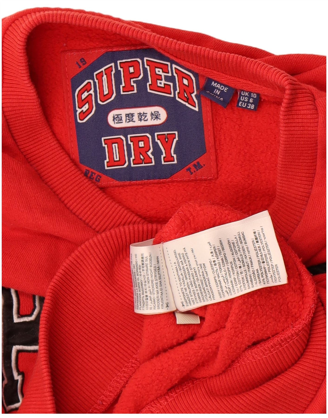 Superdry Sweat-shirt surdimensionné graphique pour femme UK 10 Petit coton rouge