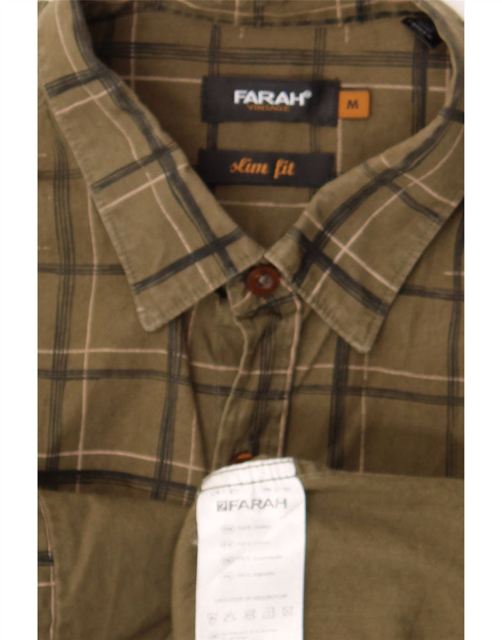 Farah Chemise Slim Fit en Flanelle Homme Vert Moyen à Carreaux en Coton
