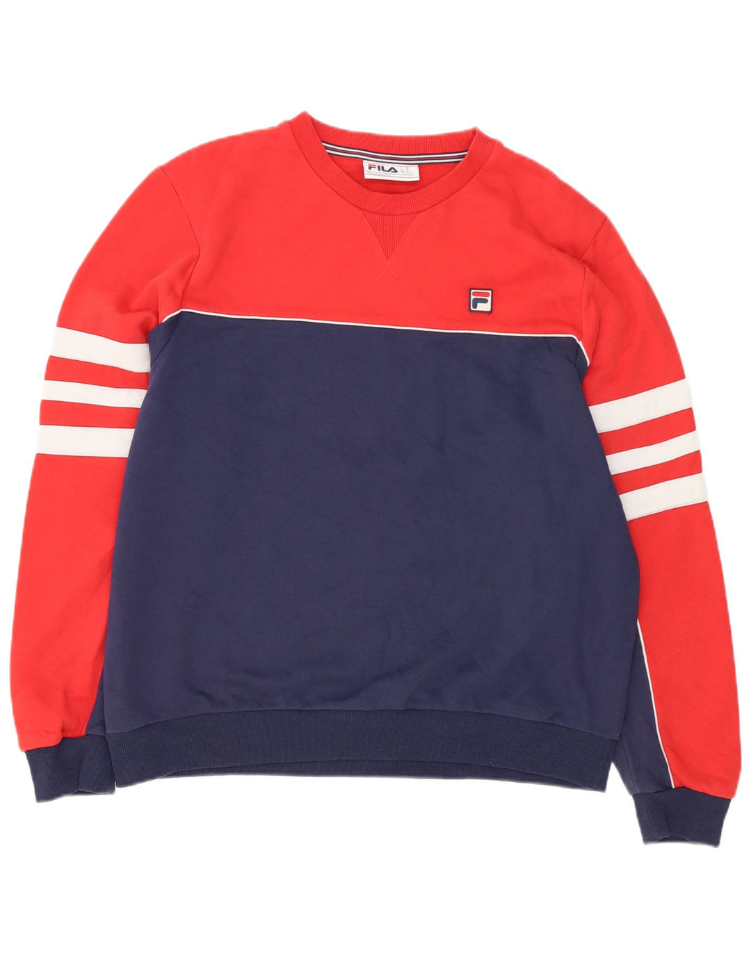 Fila Homme Sweatshirt Jumper XL Rouge Colourblock Coton