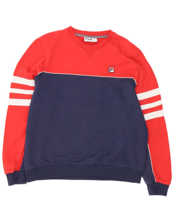 Fila Homme Sweatshirt Jumper XL Rouge Colourblock Coton